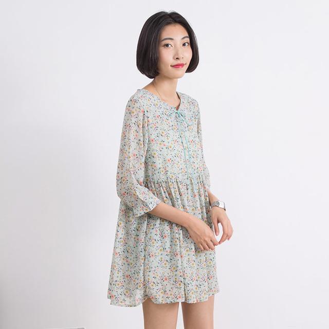 夏季碎花雪纺裙,夏日雪纺裙图片大全