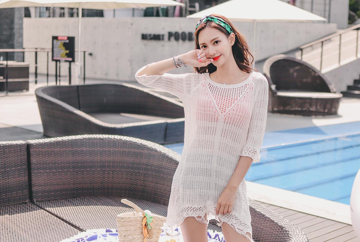 泳装秀欧美风沙滩泳装,小清新吊带泳装