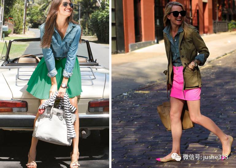 小个子牛仔衬衫的穿法,万能单品白衬衫的n种穿法