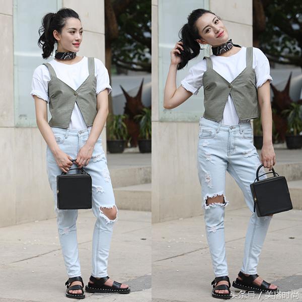 18套简单干净的白t恤穿搭合集,夏天穿白t恤太单调学我这样搭配