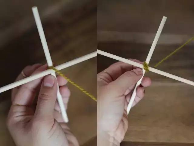 用毛线和竹棍编十字架,木棍编织方法图解