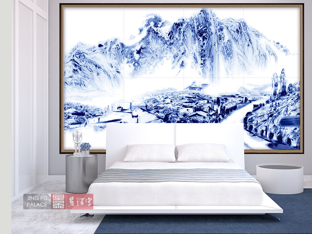 看一下卧室的背景墙,简雅瓷艺术背景墙轻奢版