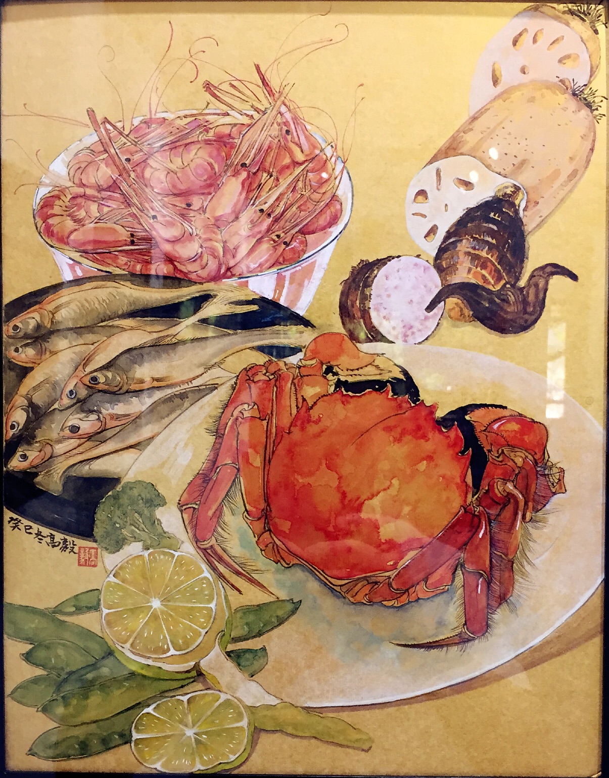 涨姿势了，从没见过---国画版的火锅和配菜，香流四溢