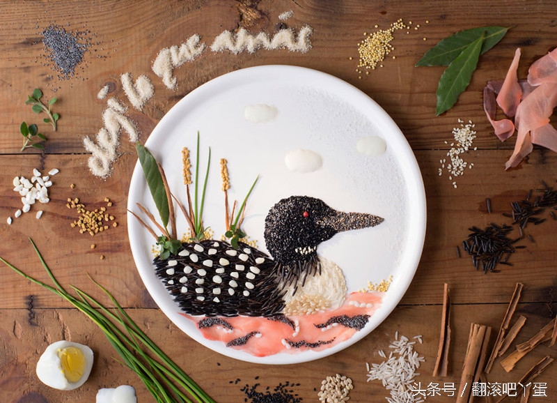 用米粒做图案,女孩用风景图做头像