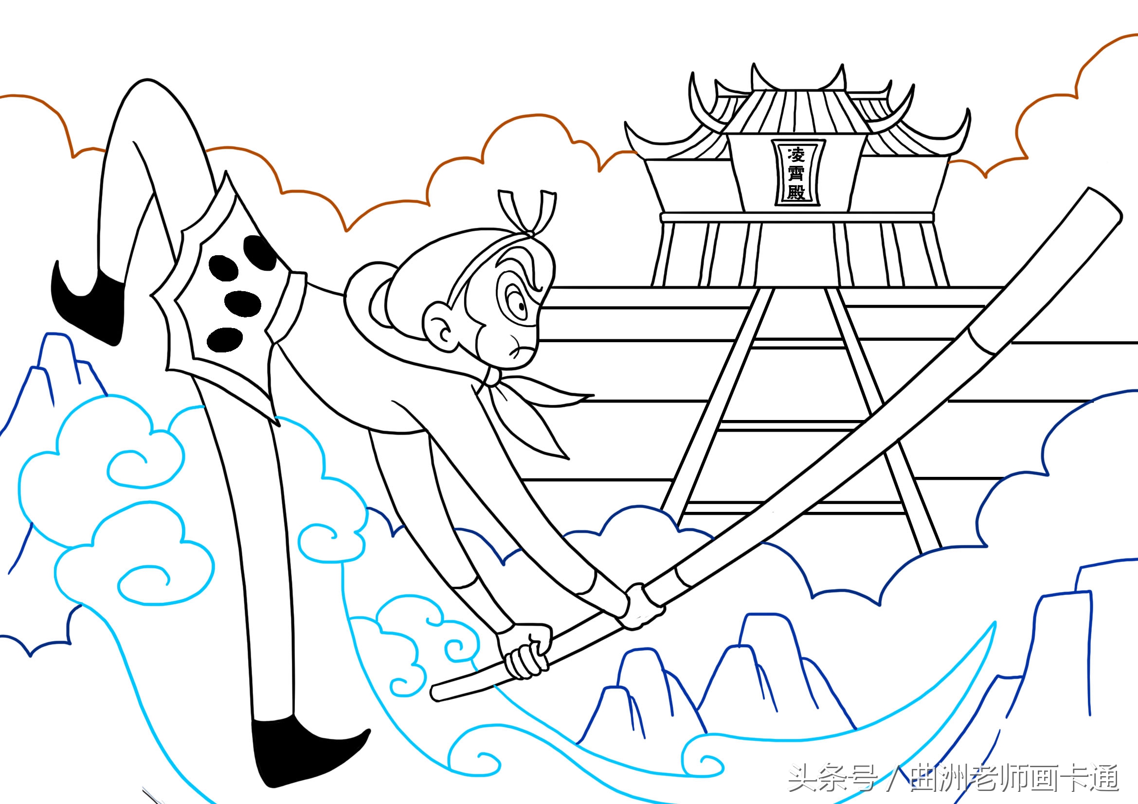 幼儿园西游记角色孙悟空怎样画,西游记简图幼儿画孙悟空