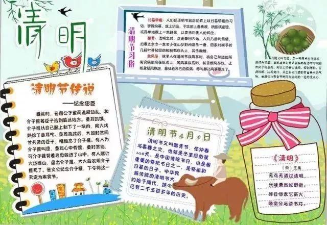 清明节的来历习俗诗歌手抄报,清明节文学常识手抄报内容