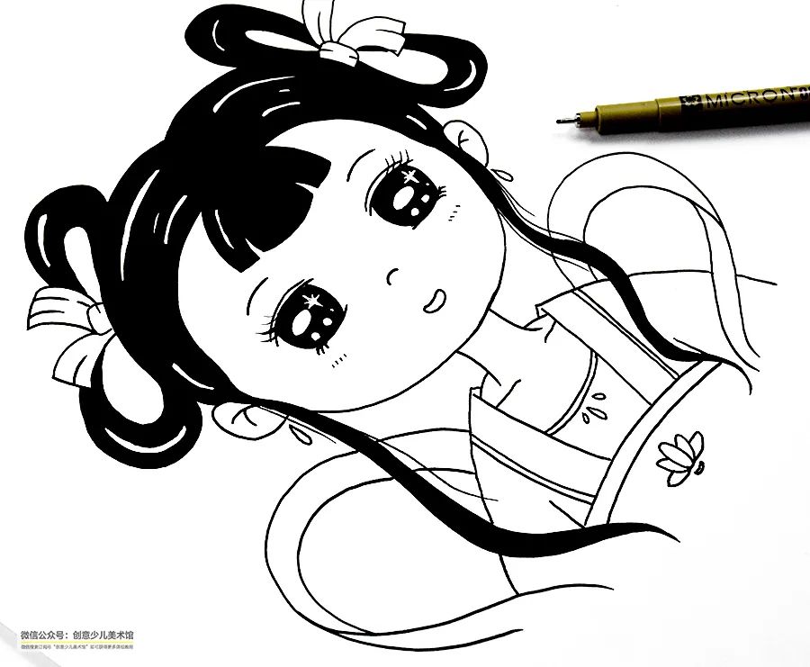 漫画人物怎么画可爱呆萌的少女,6-12岁手绘漫画人物用马克笔画