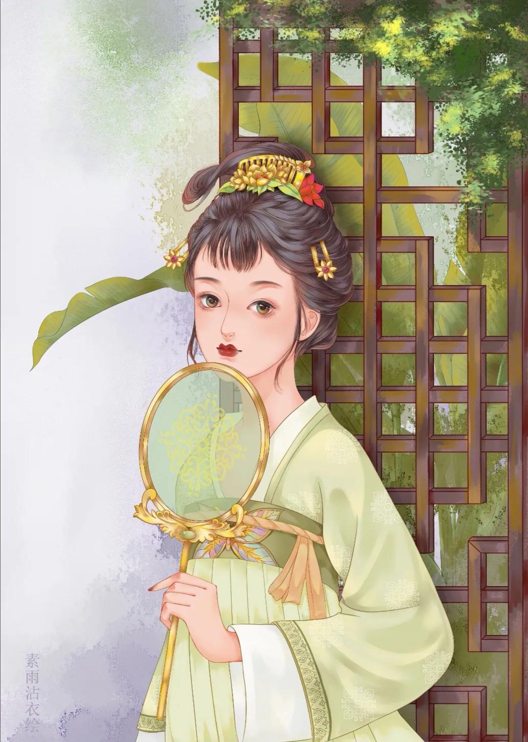 古风水墨花草插画图,古风风景插画全屏壁纸