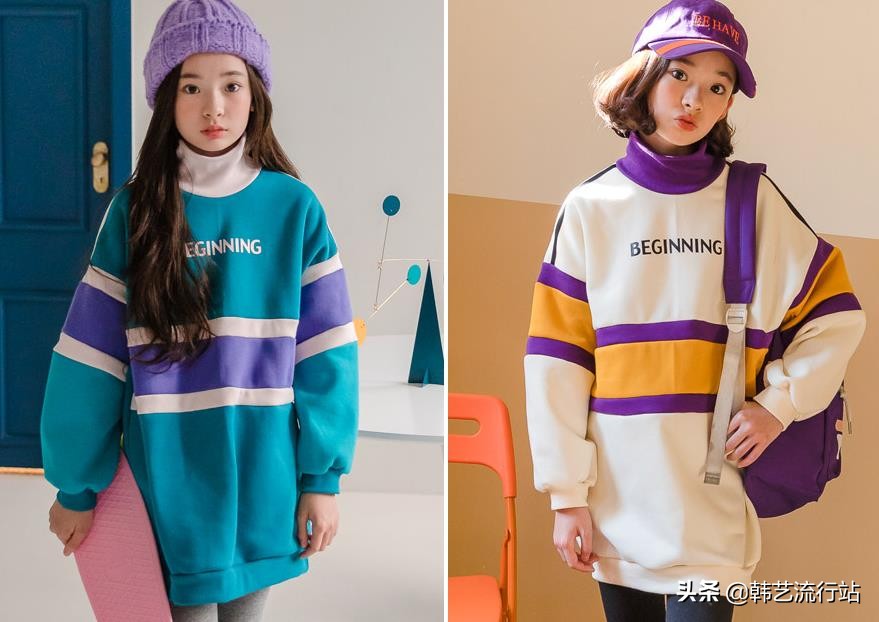 女童韩系风加绒连帽卫衣,2019秋女童流行卫衣