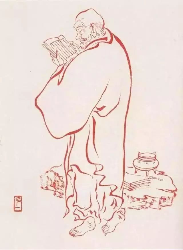 弘一法师的蓝底描金十八罗汉作品,弘一大师100万罗汉图写意