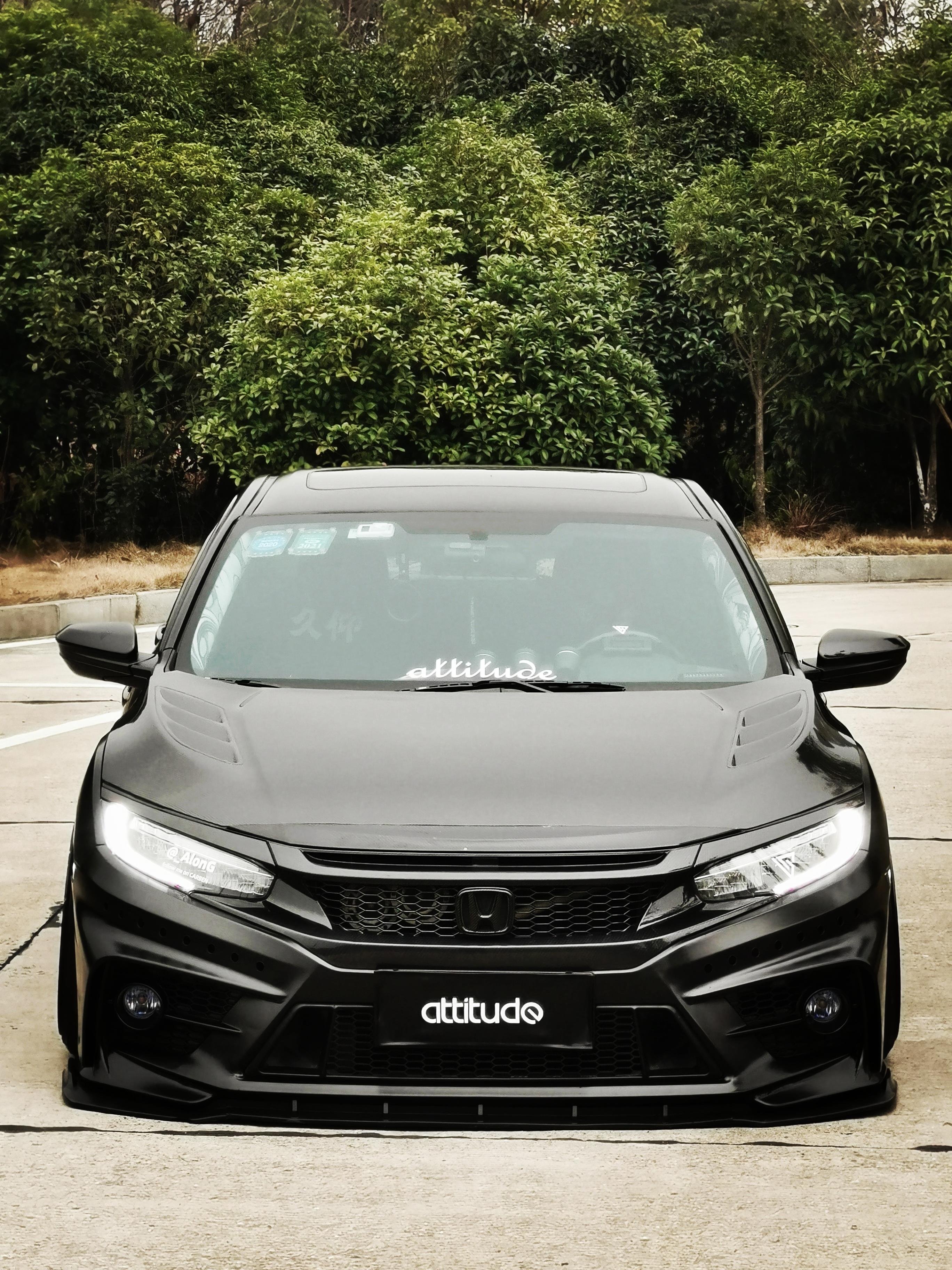 十代思域外观黑白改装方案,十代思域全黑改装