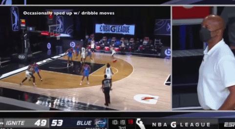 变向过人晃倒,库明加变向暴扣