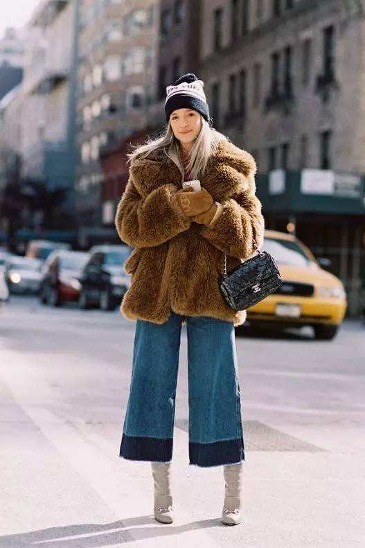 阔腿裤搭皮衣冬季搭配,秋冬阔腿裤黑皮衣搭配