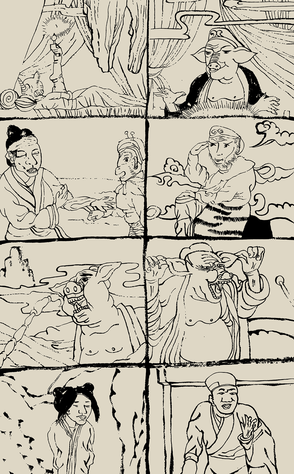 郑鑫绘画成长记录：线描篇（五）校园同学系列——创作