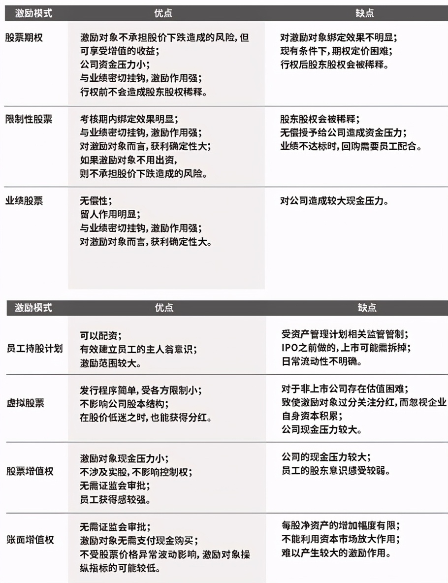 tup股权激励模式,股权激励的主要模式