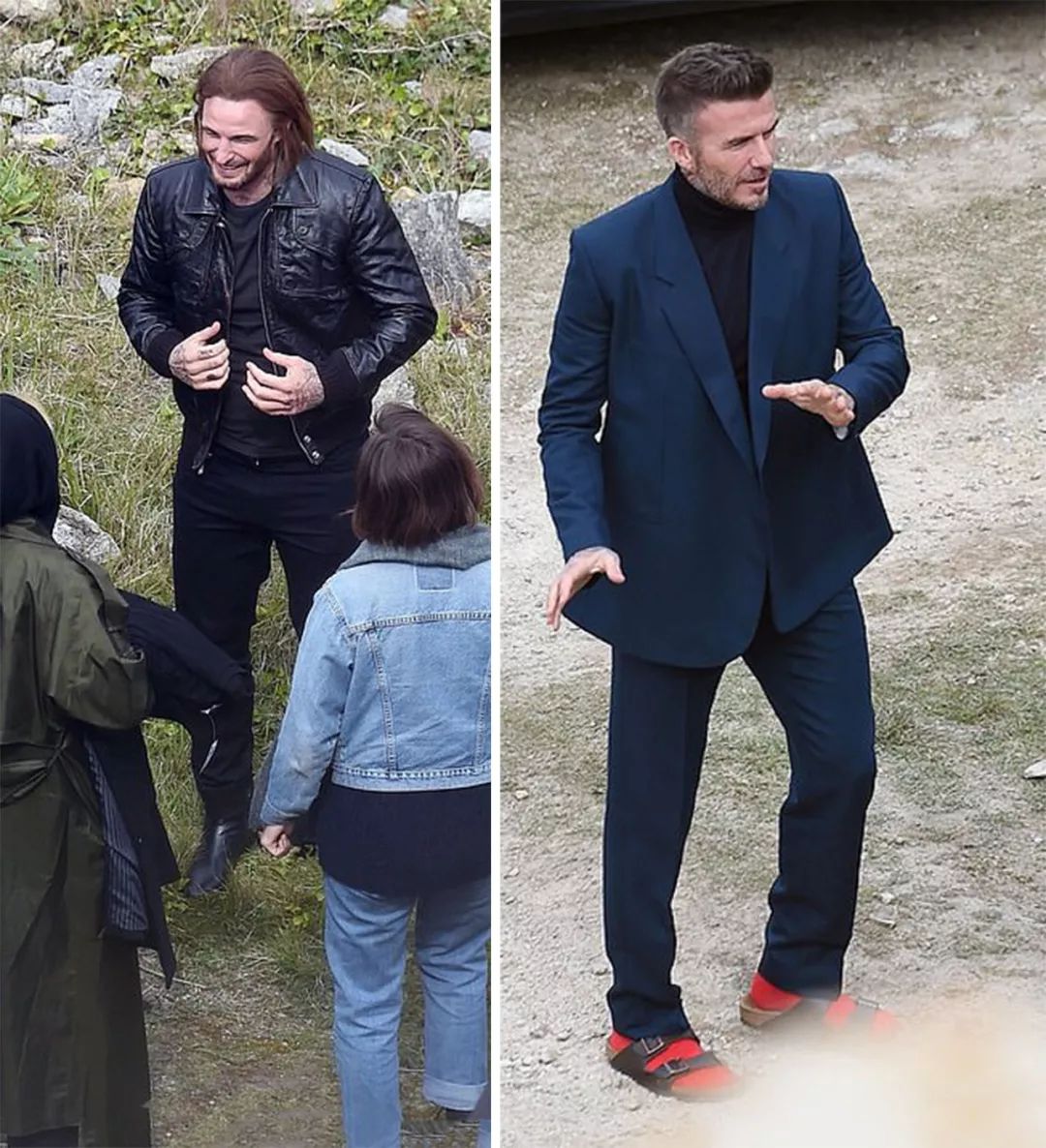 贝克汉姆上街穿搭,年轻时贝克汉姆西装帅气