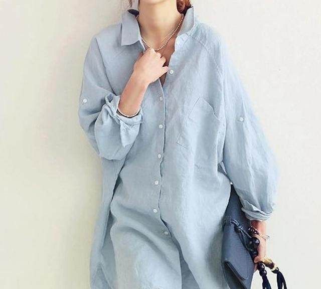 冬季好看的棉麻长袖衫,关于棉麻类的时尚风格的宽松衫