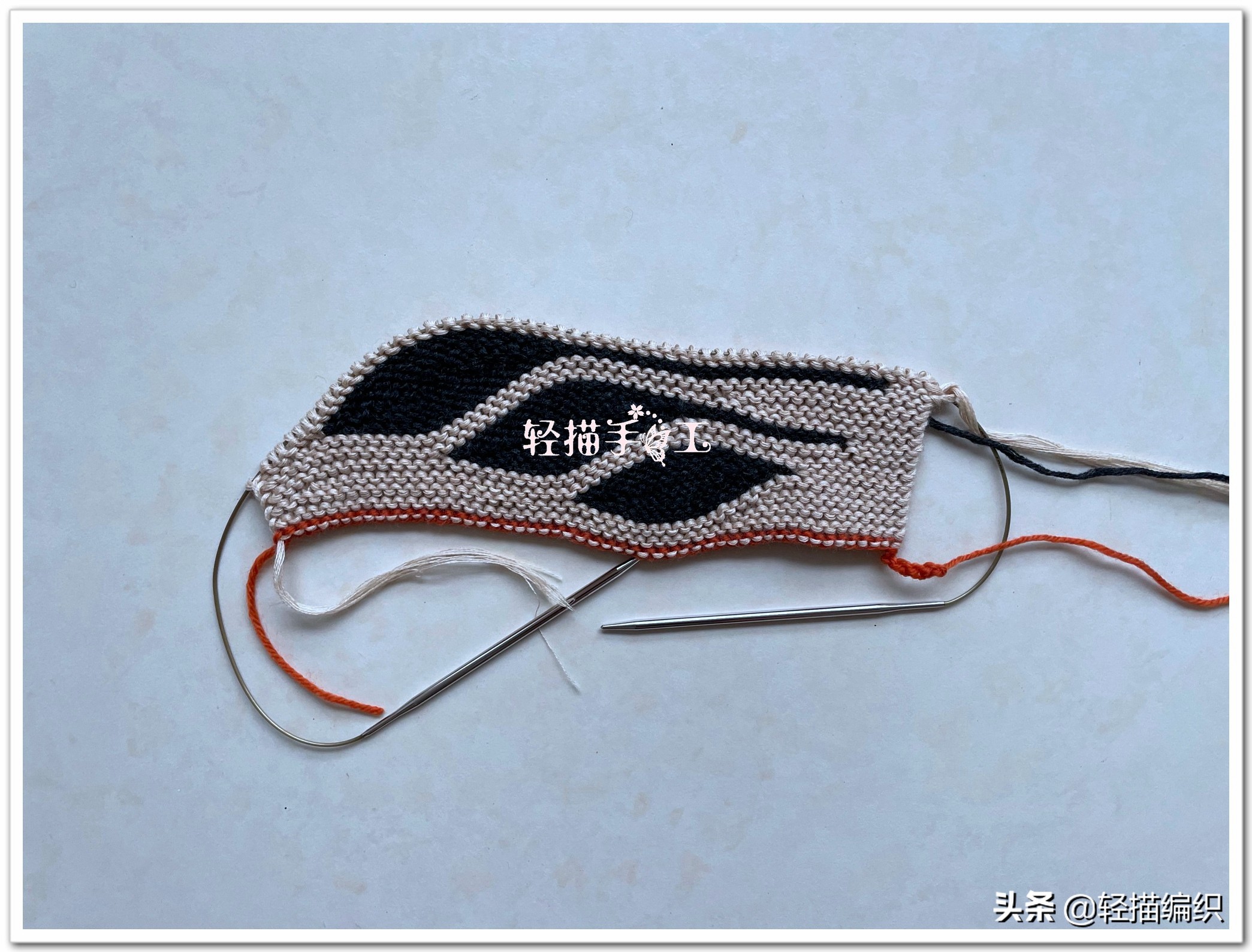 棒针花样帽子图片,达西妈妈双色叶子花帽子教程