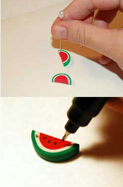 珍珠耳环diy手工制作教程,自制西瓜耳环