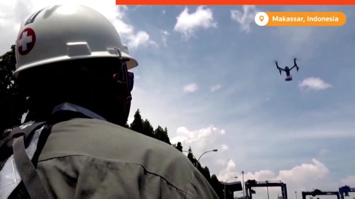 印尼利用无人机为新冠确诊者配送药物