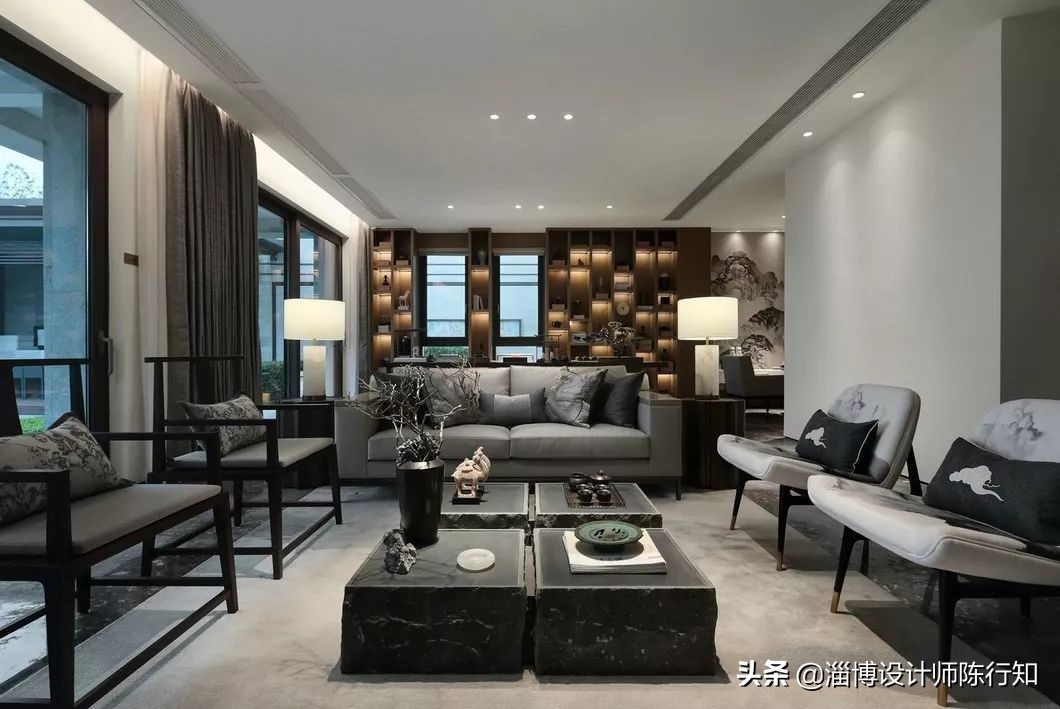 三居室新中式风格设计实景,轻奢新中式房屋设计装修风格