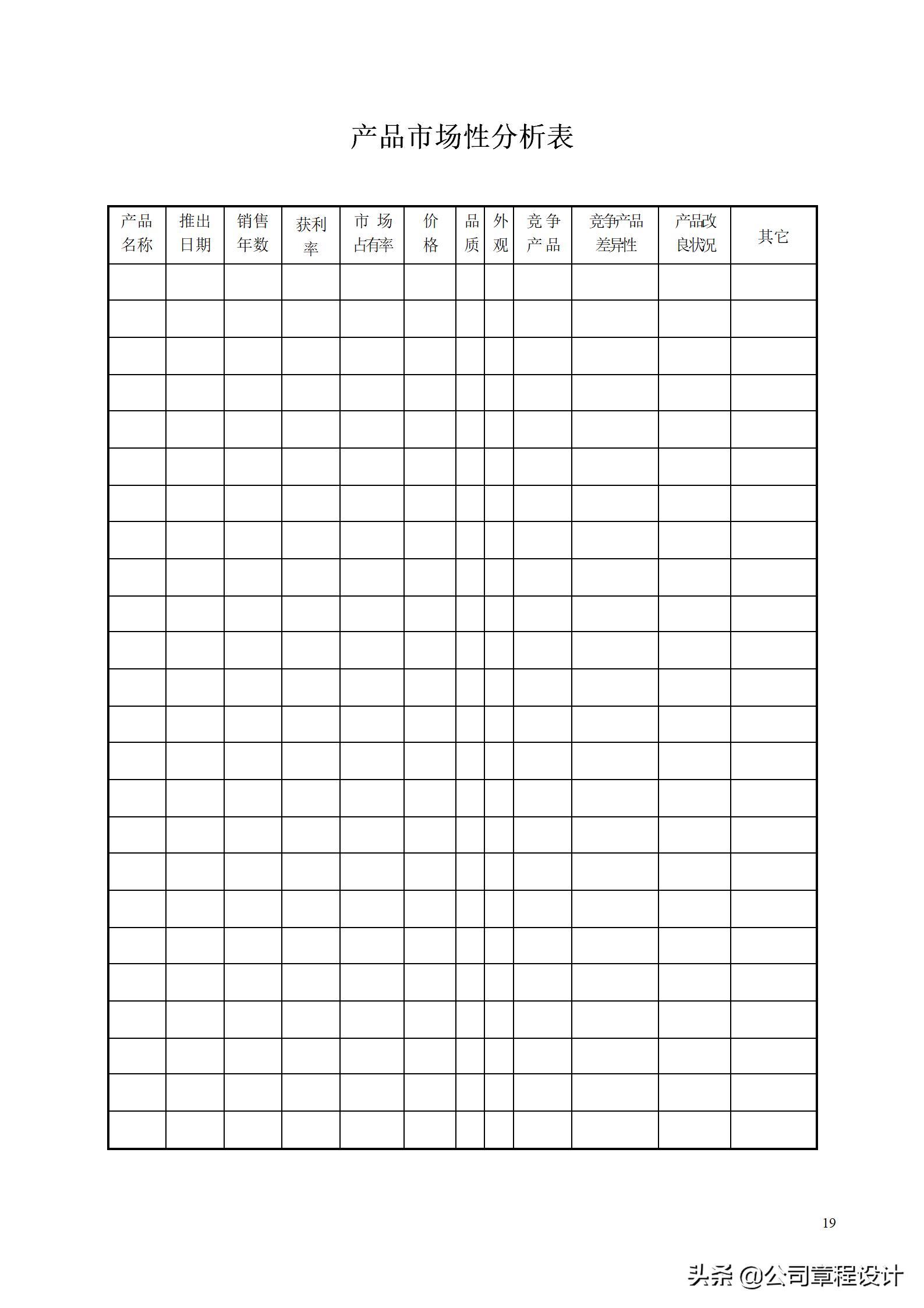 企业市场调查及营销分析的33个必备表格