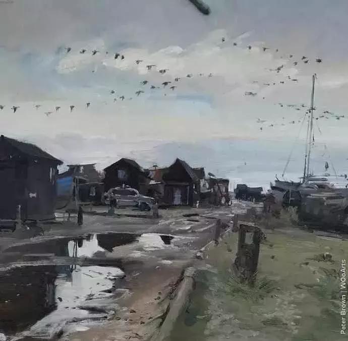 欧洲油画秋日街景,peterbrown油画从哪里买