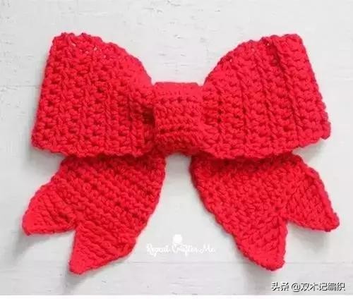 蝴蝶结的钩法教程全过程,金边蝴蝶结钩针详细教程图解