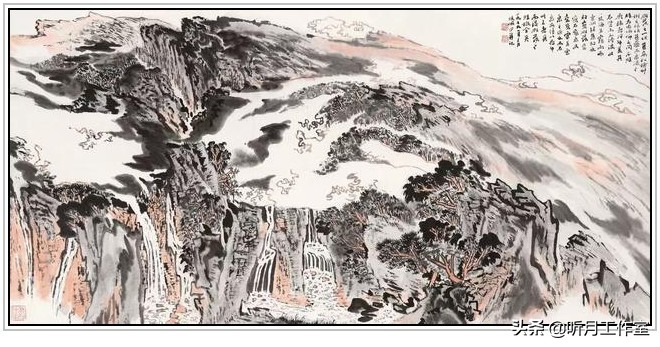 陆俨少山水画教学视频雁荡山写生,杨宝杰老师陆俨少大幅山水画鉴赏