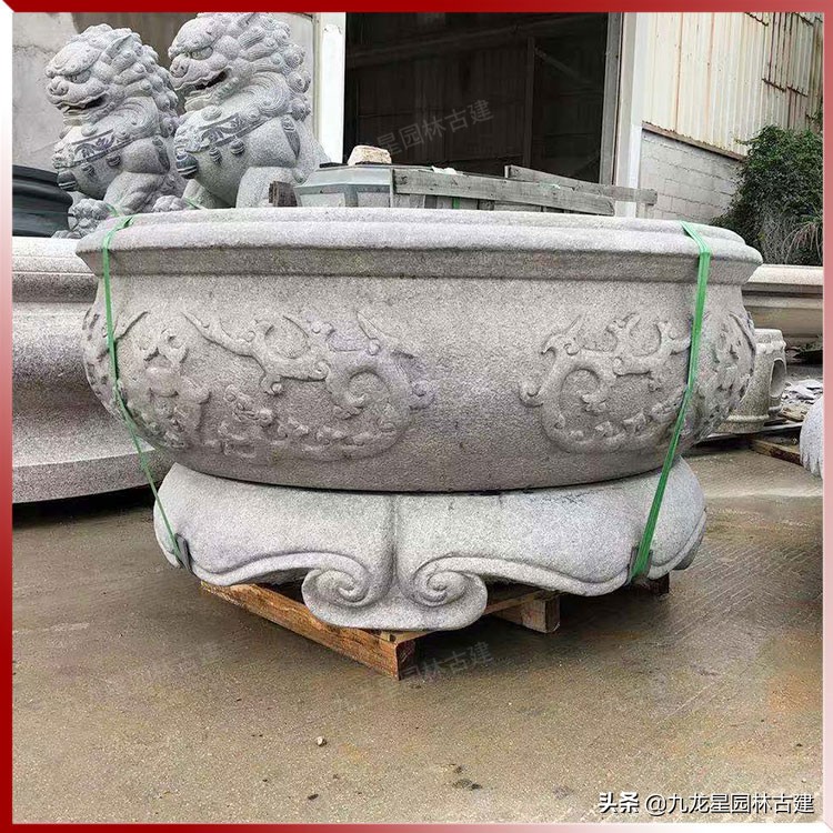 门前石花盆,石雕水缸养鱼种花庭院摆件