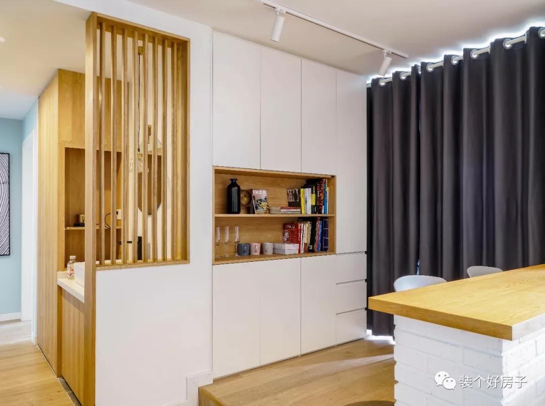 客餐厅吧台书柜一体隔断现代轻奢,客餐一体吧台怎么设计合理