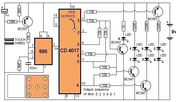 画出的555定时器电路引脚图,用555定时器构成双向流水灯电路图