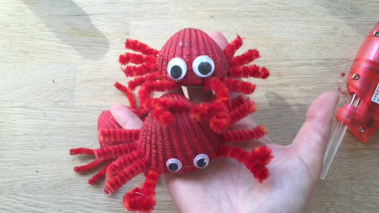 手工制作螃蟹壳diy,贝壳diy手工制作过程