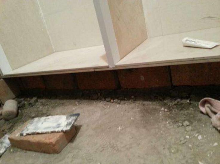 泥工师傅做的橱柜吊柜,泥工师傅用瓷砖打橱柜