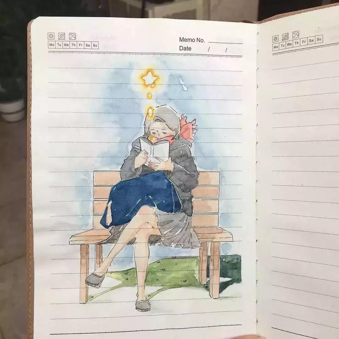 日本小姐姐画画素描,日本小姐姐一组插画