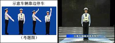 交警左转弯信号手势示范图解,科目二交警手势图解