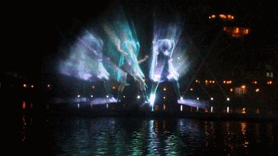 水幕秀震撼视频,西递水幕光影秀