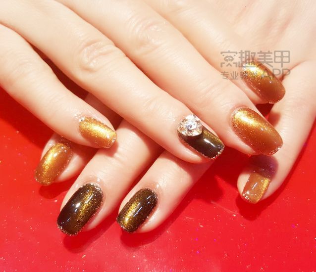 脏橘色美甲,one推荐美甲