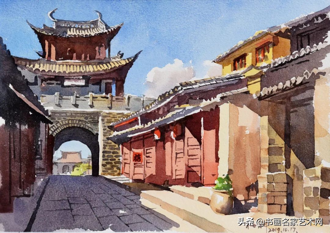 杨柳水彩画教程,关于杨柳的水彩画画作品