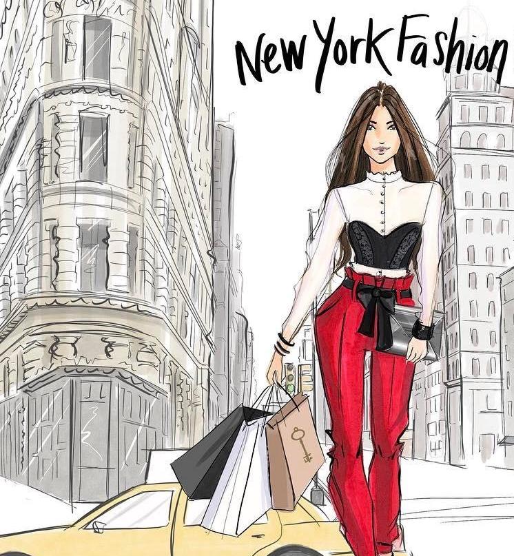 插画手绘人物服装搭配,水彩服装设计画法