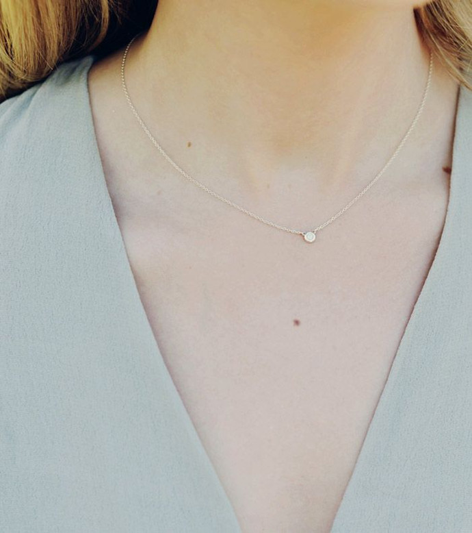 唐嫣同款钻石锁骨项链,唐嫣代言玫瑰金锁骨链