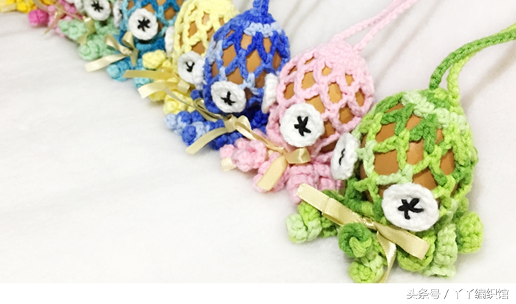 端午蛋袋立夏蛋兜兔子形状,端午鸡蛋网袋钩织