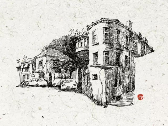 手绘青岛中山路游览图,手绘青岛建筑效果图