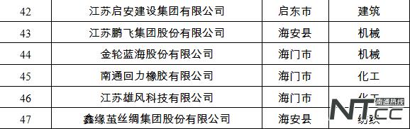 南通民企排名100强,江苏百强民企南通