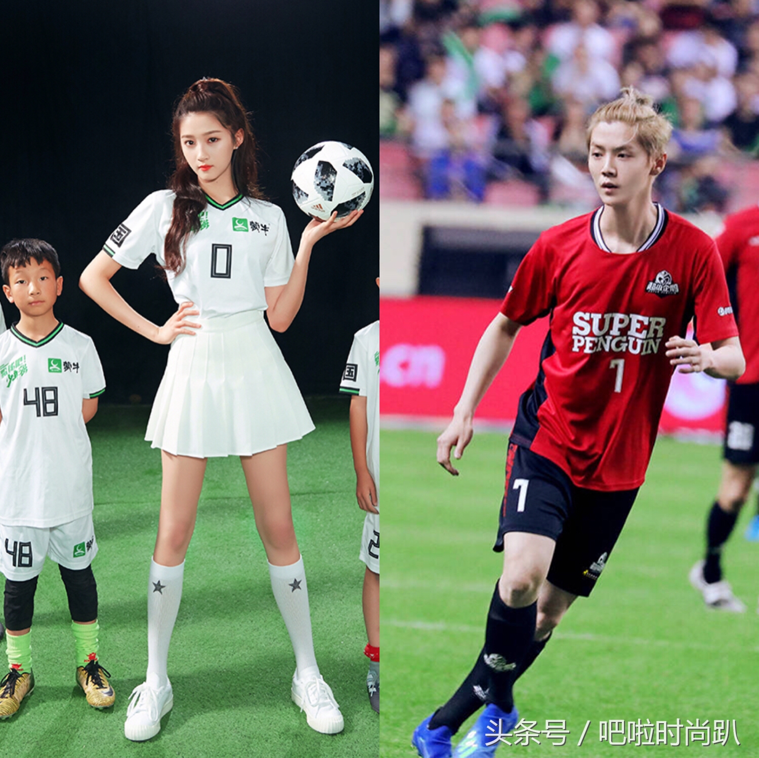 关晓彤踢足球变身美艳足球宝贝,杨幂baby穿成足球宝贝