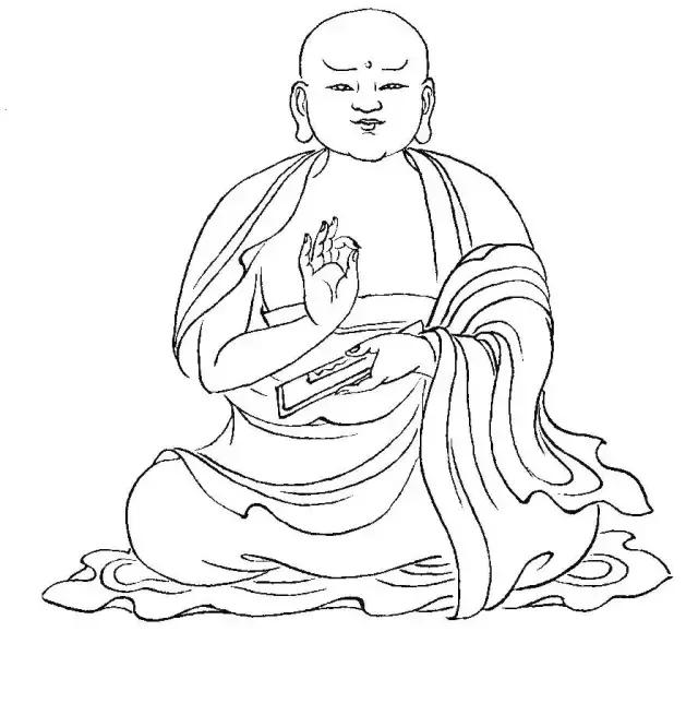 罗汉白描画稿,小写意罗汉图白描