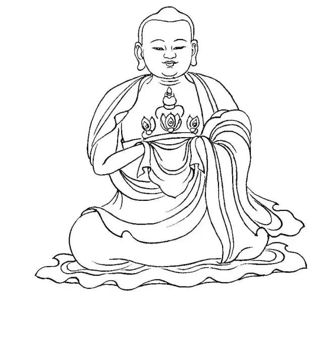 罗汉白描画稿,小写意罗汉图白描