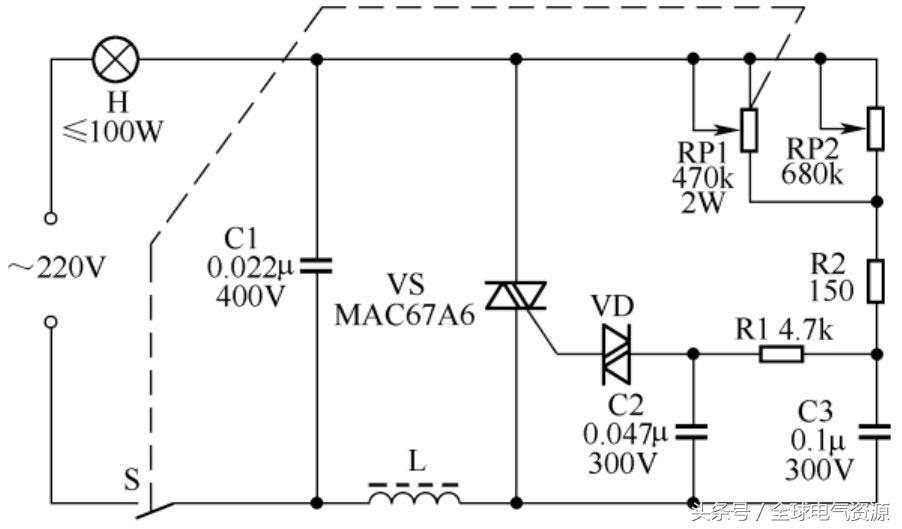 白炽灯无级及步进调光电路