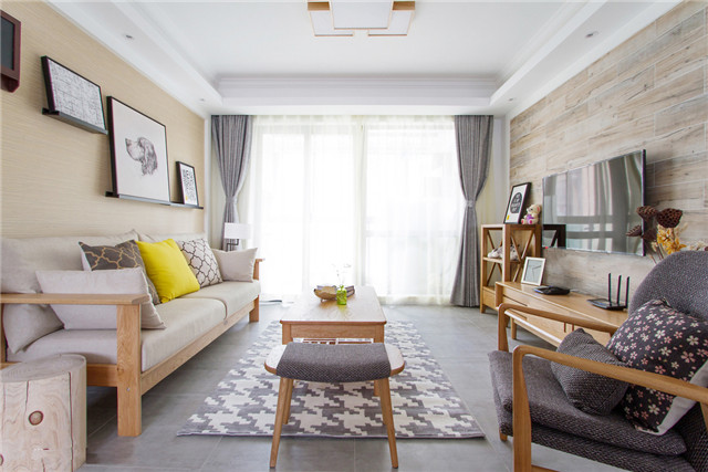 小户型简约装修97平米户型图,90平米两室一厅简约风装修图